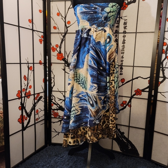 SUNNY LEIGH MULTI LAYERED SKIRT/DRESS/VINTAGE HIGH LOW/SIZE MEDIUM - Picture 2 of 10